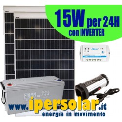 H24 kit alimentazione solare 15W - 24h - Doppia uscita 12V e 24V