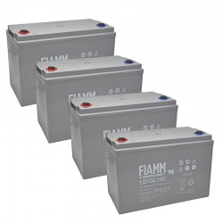 Set Accumulo 4.8kWh - N.4 Batterie 12FGL100 FIAMM AGM 100Ah 12V per...